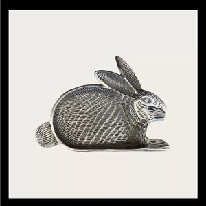 Vintage Pewter Rabbit Dish / Tray 10x10